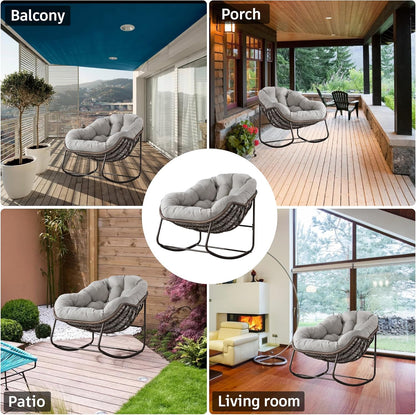 2025 Luxury Rocking Recliner - Zero-Gravity Rattan Chair for Napping & Lounging, Includes Ottoman!
