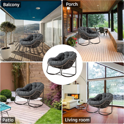2025 Luxury Rocking Recliner - Zero-Gravity Rattan Chair for Napping & Lounging, Includes Ottoman!