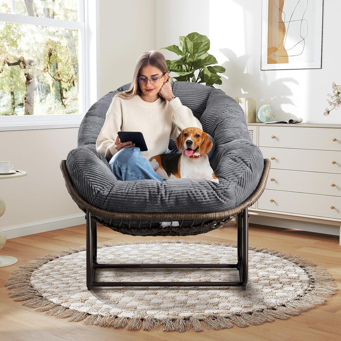 2025 Luxury Rocking Recliner - Zero-Gravity Rattan Chair for Napping & Lounging, Includes Ottoman!