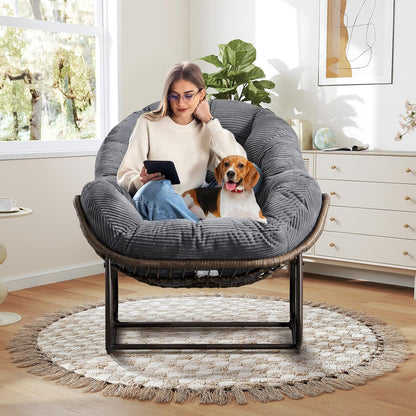 2025 Luxury Rocking Recliner - Zero-Gravity Rattan Chair for Napping & Lounging, Includes Ottoman!