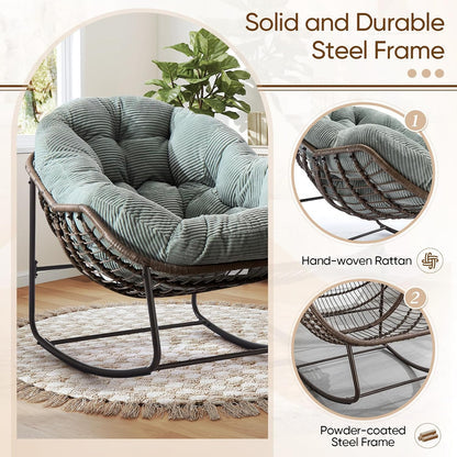 2025 Luxury Rocking Recliner - Zero-Gravity Rattan Chair for Napping & Lounging, Includes Ottoman!