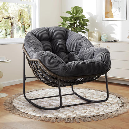 2025 Luxury Rocking Recliner - Zero-Gravity Rattan Chair for Napping & Lounging, Includes Ottoman!