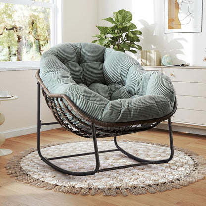 2025 Luxury Rocking Recliner - Zero-Gravity Rattan Chair for Napping & Lounging, Includes Ottoman!