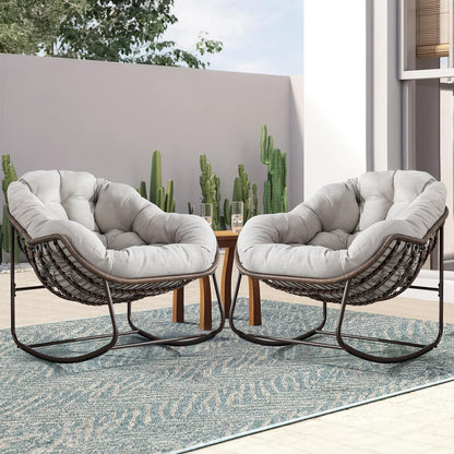 2025 Luxury Rocking Recliner - Zero-Gravity Rattan Chair for Napping & Lounging, Includes Ottoman!