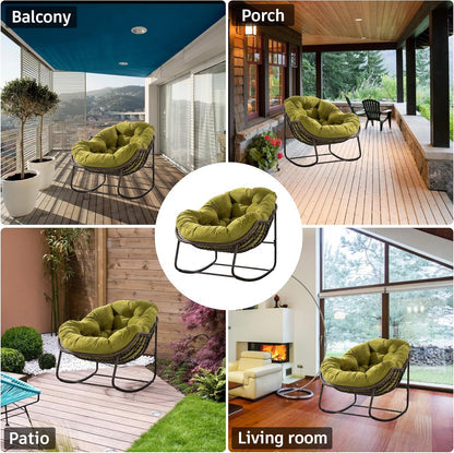 2025 Luxury Rocking Recliner - Zero-Gravity Rattan Chair for Napping & Lounging, Includes Ottoman!