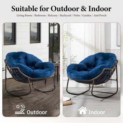 2025 Luxury Rocking Recliner - Zero-Gravity Rattan Chair for Napping & Lounging, Includes Ottoman!