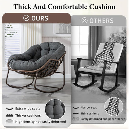 2025 Luxury Rocking Recliner - Zero-Gravity Rattan Chair for Napping & Lounging, Includes Ottoman!