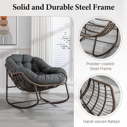 2025 Luxury Rocking Recliner - Zero-Gravity Rattan Chair for Napping & Lounging, Includes Ottoman!