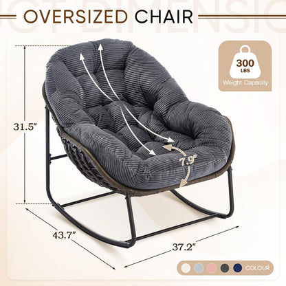 2025 Luxury Rocking Recliner - Zero-Gravity Rattan Chair for Napping & Lounging, Includes Ottoman!