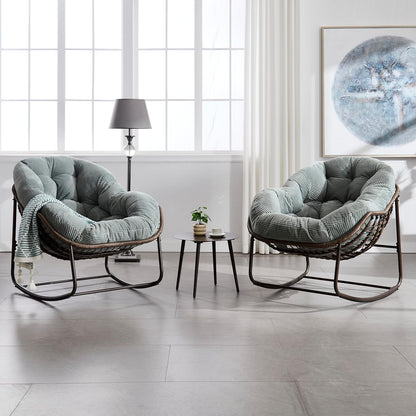 2025 Luxury Rocking Recliner - Zero-Gravity Rattan Chair for Napping & Lounging, Includes Ottoman!