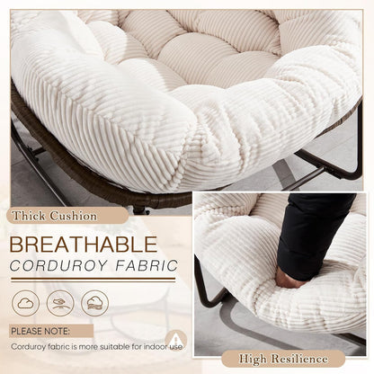 2025 Luxury Rocking Recliner - Zero-Gravity Rattan Chair for Napping & Lounging, Includes Ottoman!