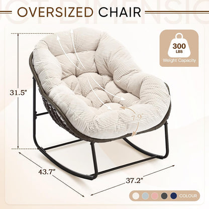 2025 Luxury Rocking Recliner - Zero-Gravity Rattan Chair for Napping & Lounging, Includes Ottoman!