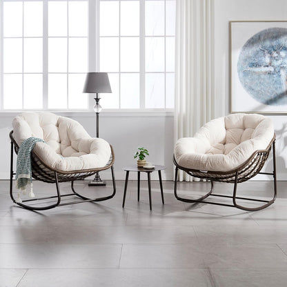 2025 Luxury Rocking Recliner - Zero-Gravity Rattan Chair for Napping & Lounging, Includes Ottoman!
