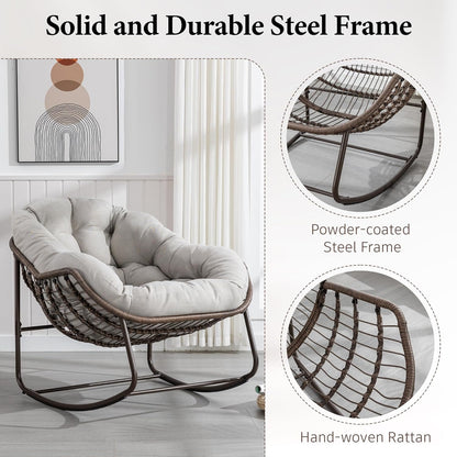 2025 Luxury Rocking Recliner - Zero-Gravity Rattan Chair for Napping & Lounging, Includes Ottoman!