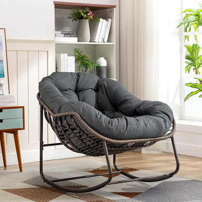 2025 Luxury Rocking Recliner - Zero-Gravity Rattan Chair for Napping & Lounging, Includes Ottoman!
