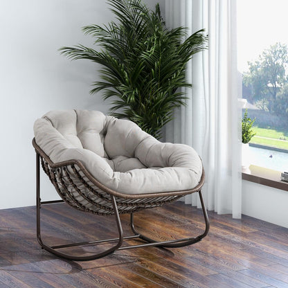 2025 Luxury Rocking Recliner - Zero-Gravity Rattan Chair for Napping & Lounging, Includes Ottoman!