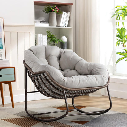 2025 Luxury Rocking Recliner - Zero-Gravity Rattan Chair for Napping & Lounging, Includes Ottoman!