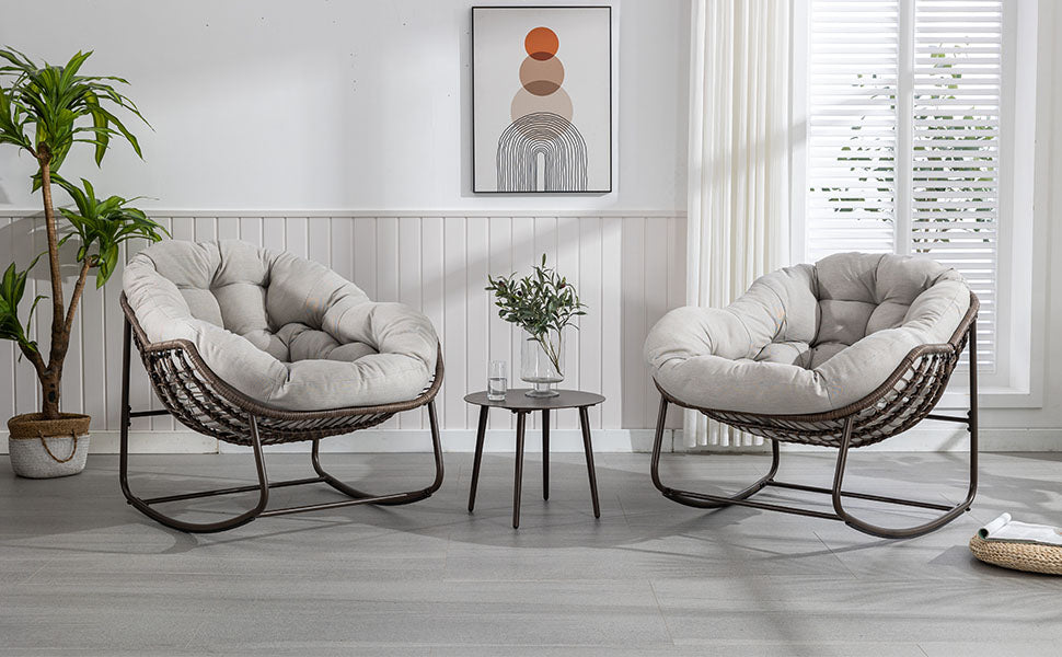 2025 Luxury Rocking Recliner - Zero-Gravity Rattan Chair for Napping & Lounging, Includes Ottoman!