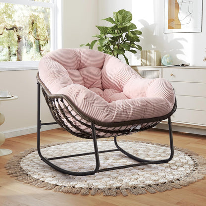 2025 Luxury Rocking Recliner - Zero-Gravity Rattan Chair for Napping & Lounging, Includes Ottoman!