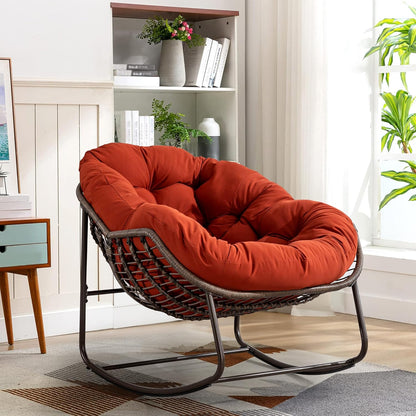 2025 Luxury Rocking Recliner - Zero-Gravity Rattan Chair for Napping & Lounging, Includes Ottoman!