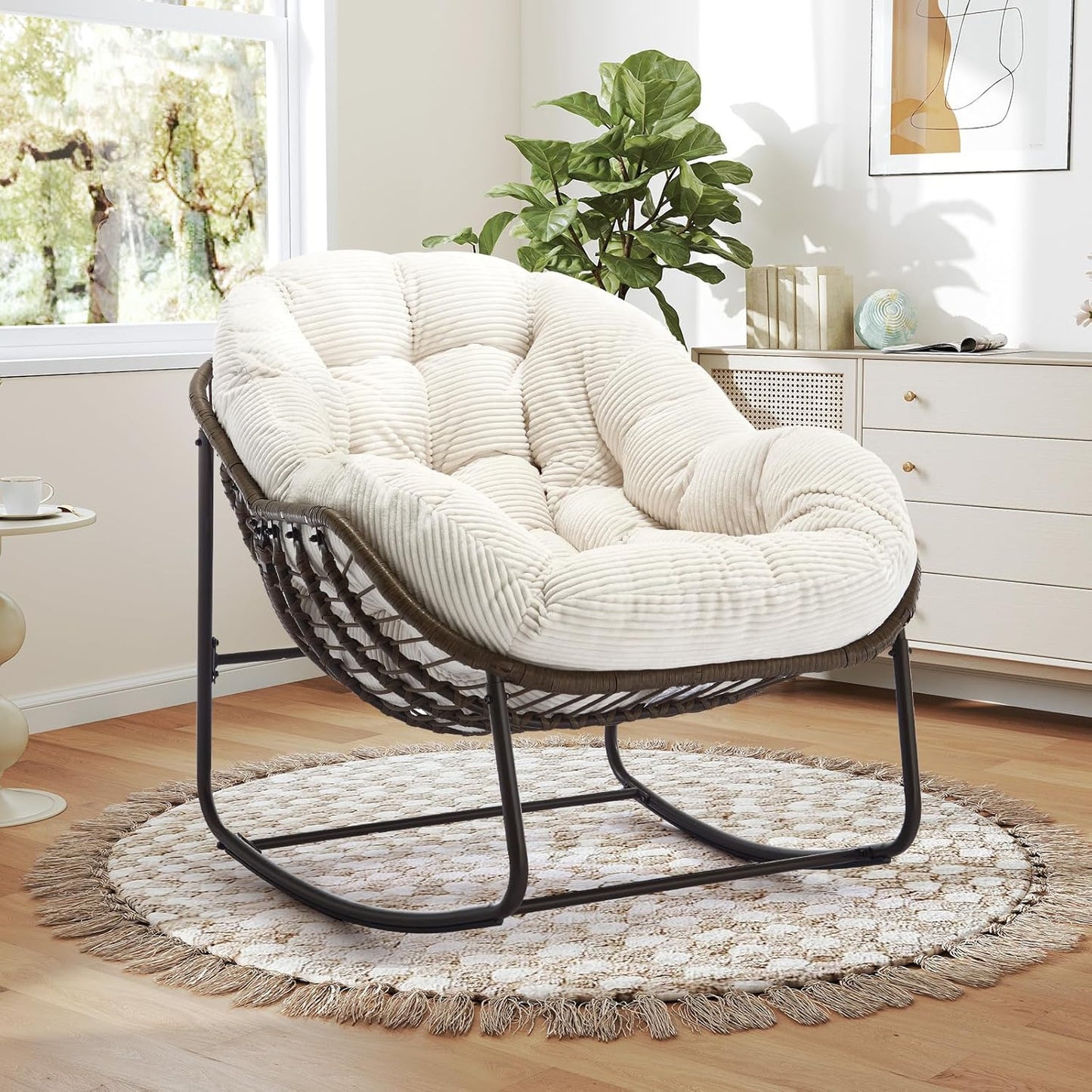 2025 Luxury Rocking Recliner - Zero-Gravity Rattan Chair for Napping & Lounging, Includes Ottoman!